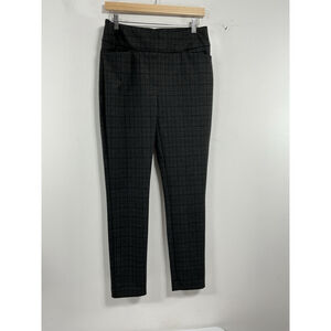 Womans Dalia Pull On Dress Pants Medium Black Gray Elastic Waist Excellent